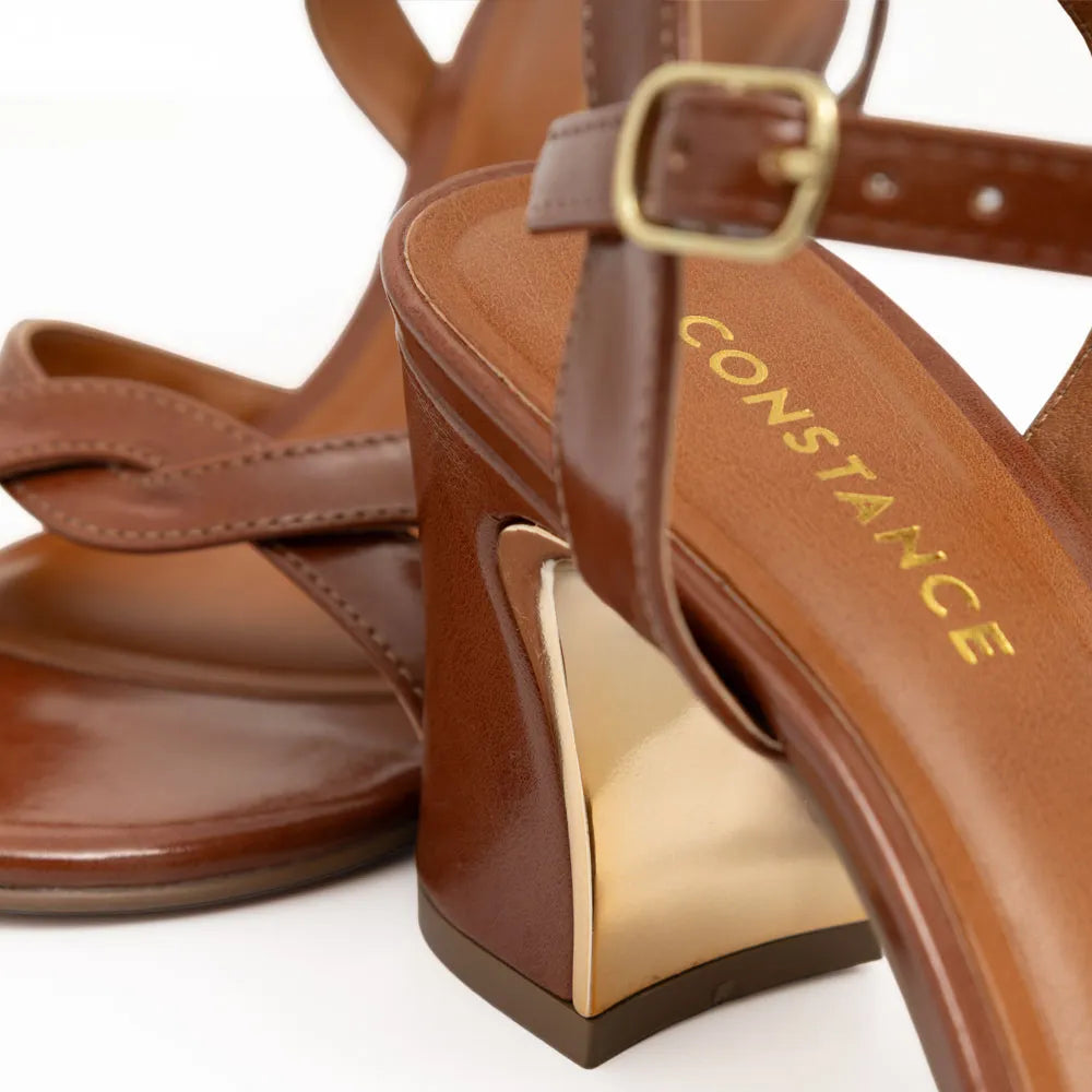 Caramelo Chrome Heel Sandal