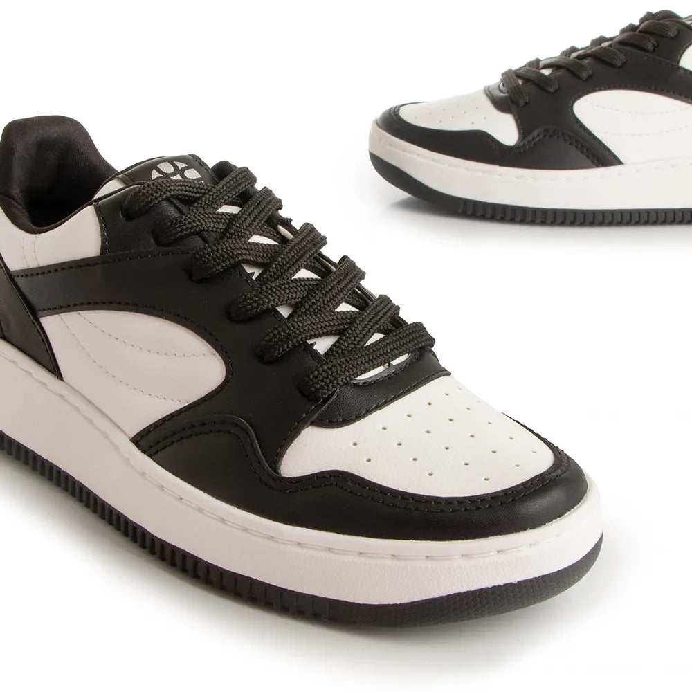 White Sneakers with Black Panels