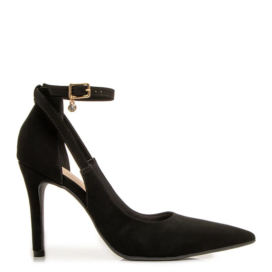 Black Nubuck Comfort Pumps with Charm