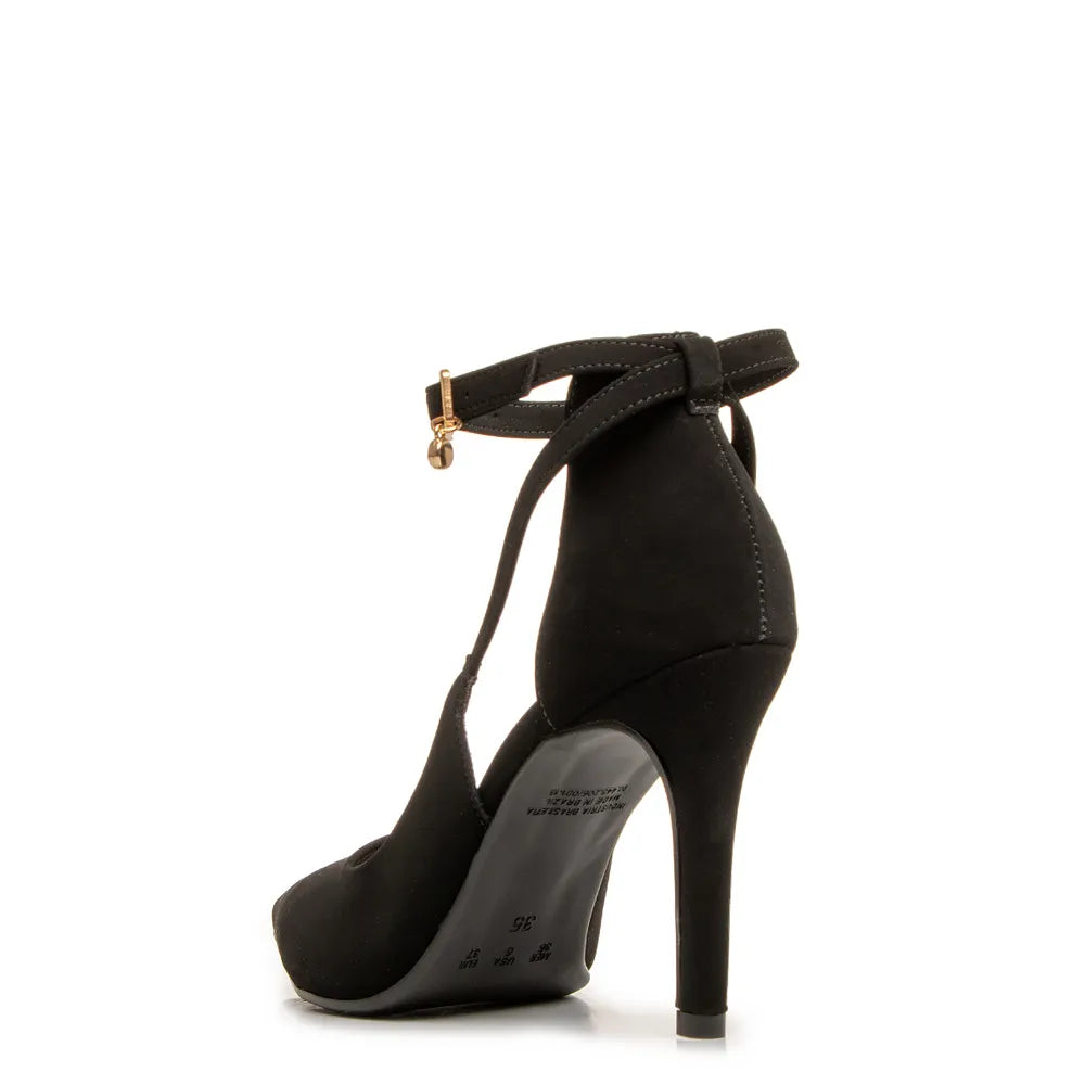 Black Nubuck Comfort Pumps with Charm