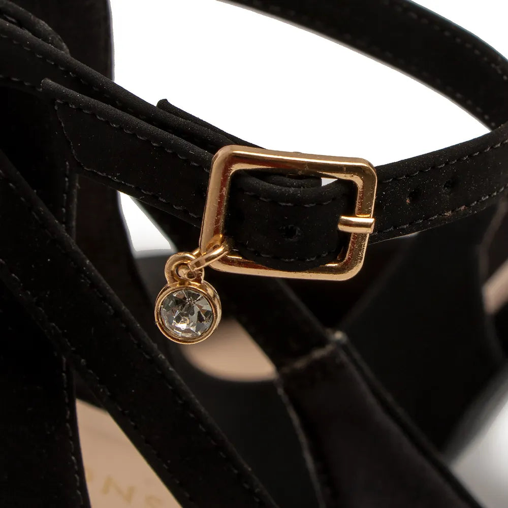 Black Nubuck Comfort Pumps with Charm