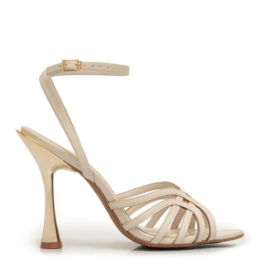 Off White Chrome Heel Sandal
