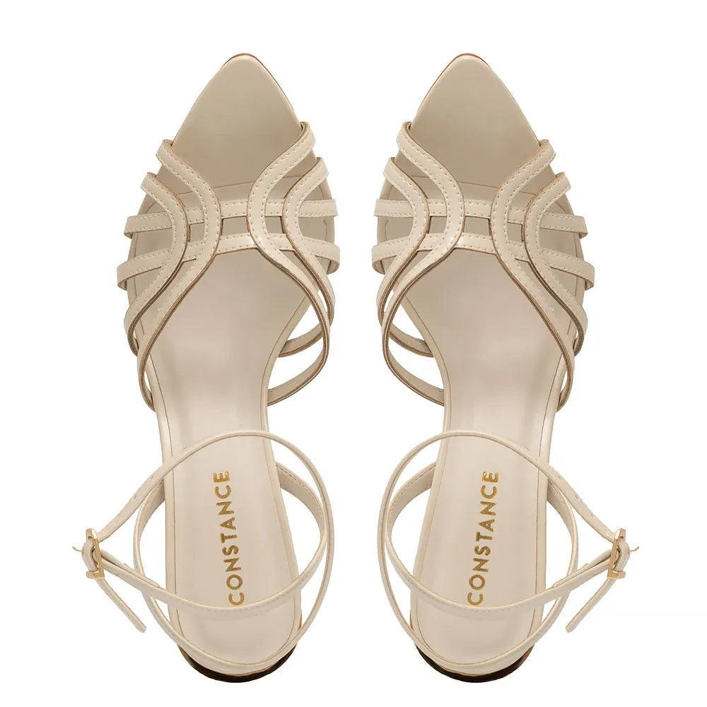 Off White Chrome Heel Sandal
