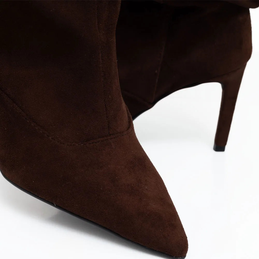 Brown Slouchy Knee-High Boots