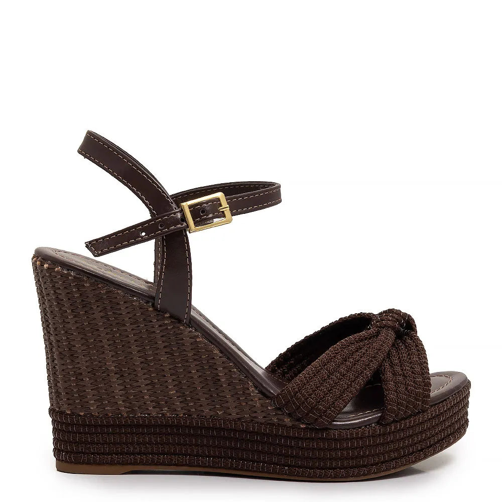 Brown Knot Wedge Sandal
