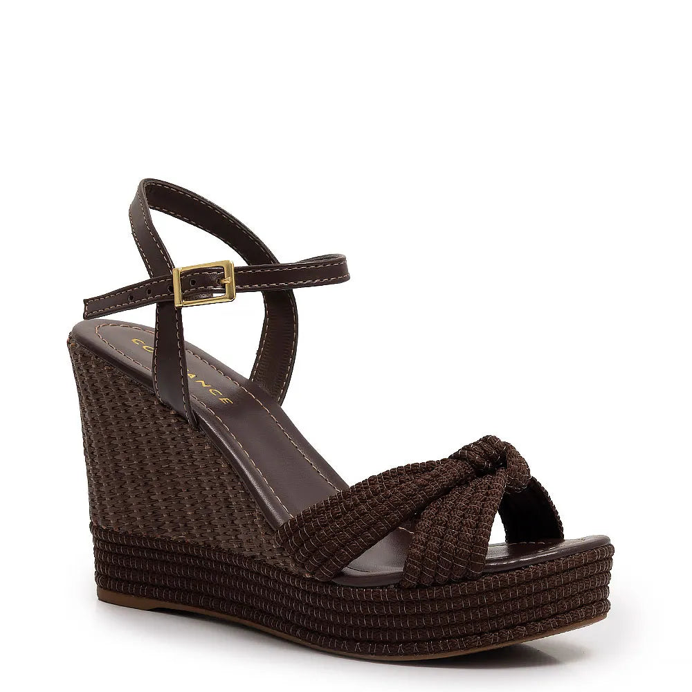 Brown Knot Wedge Sandal