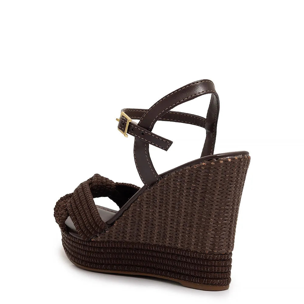 Brown Knot Wedge Sandal