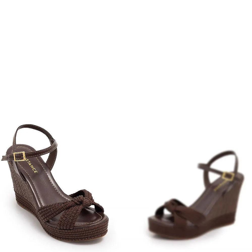 Brown Knot Wedge Sandal