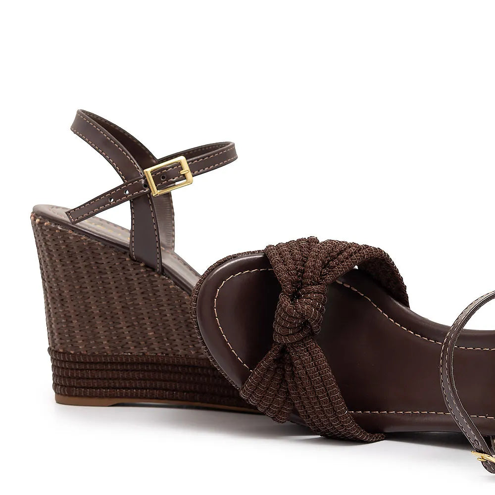 Brown Knot Wedge Sandal