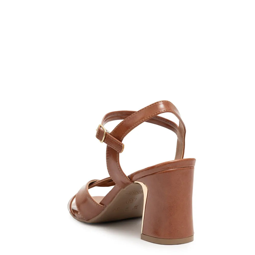 Caramelo Chrome Heel Sandal