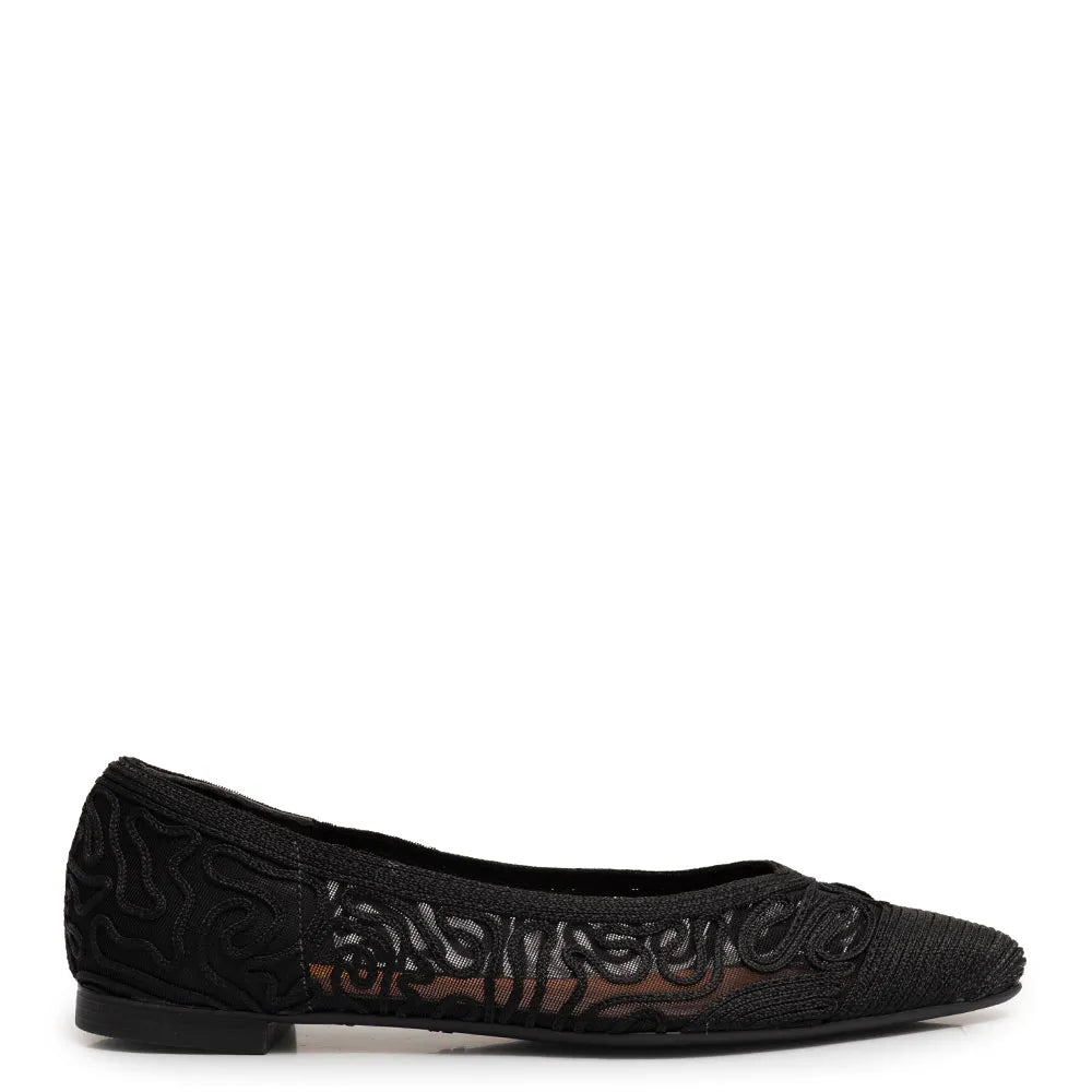Black Woven Mesh Flats