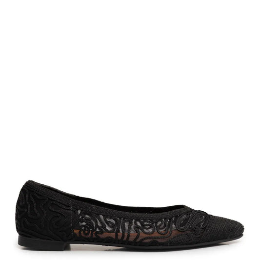 Black Woven Mesh Flats