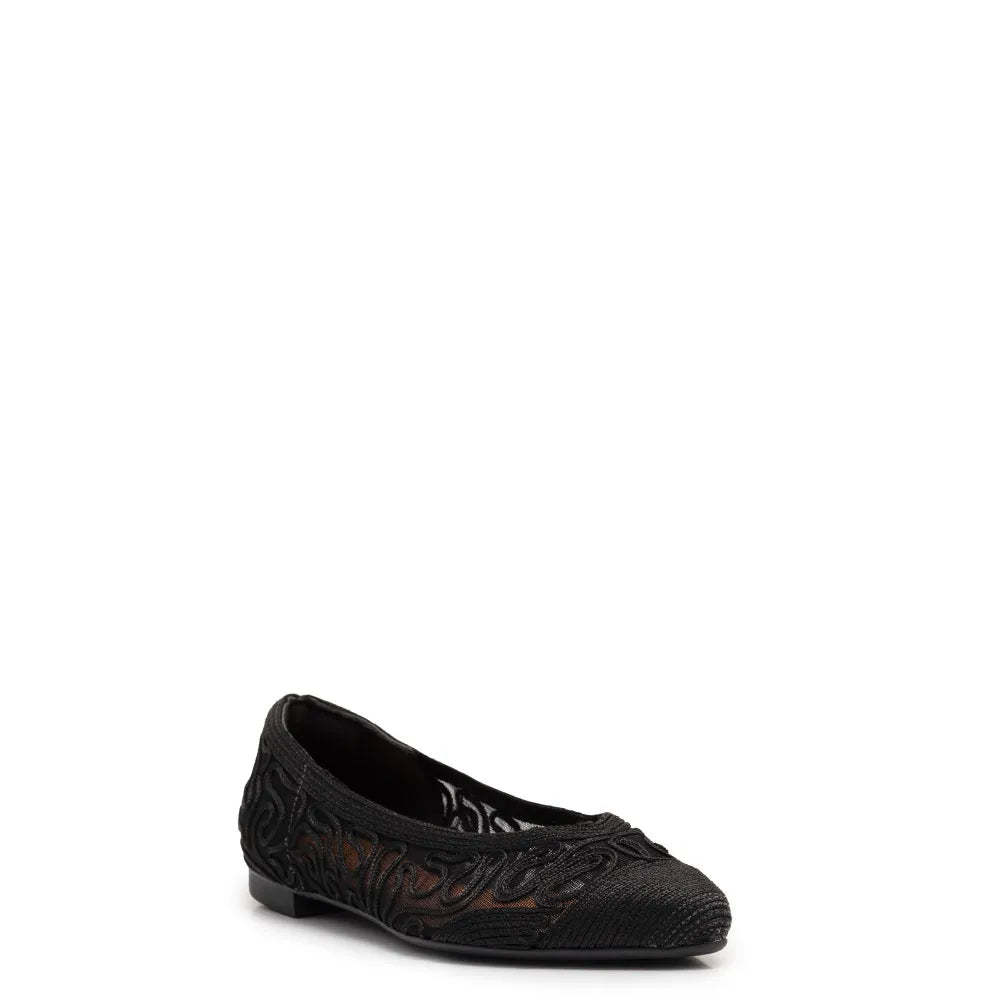 Black Woven Mesh Flats
