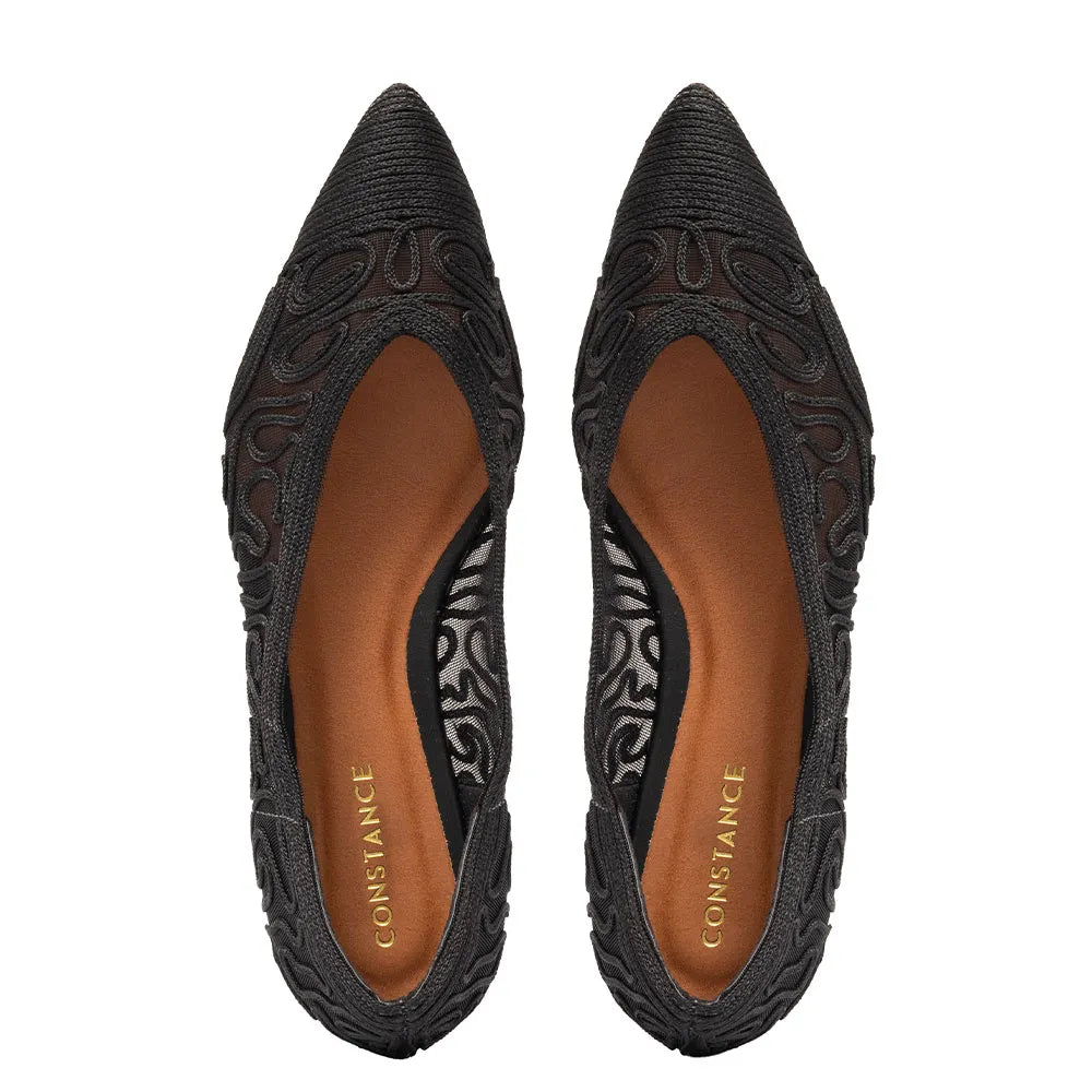 Black Woven Mesh Flats