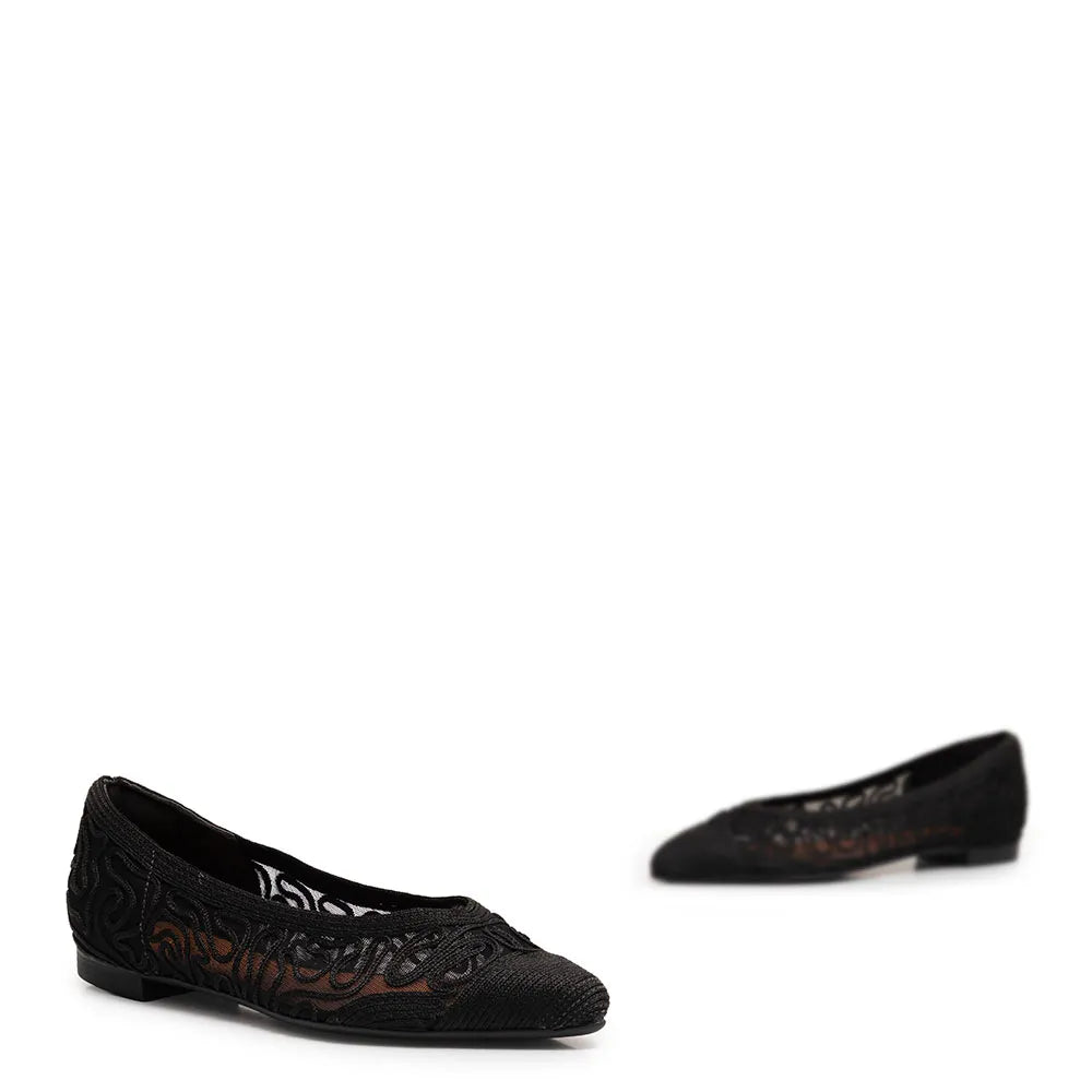 Black Woven Mesh Flats
