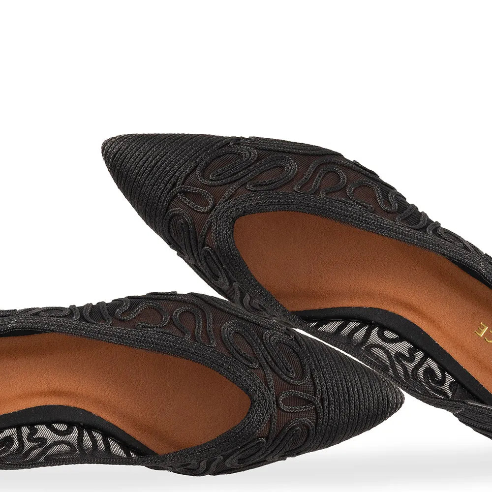 Black Woven Mesh Flats