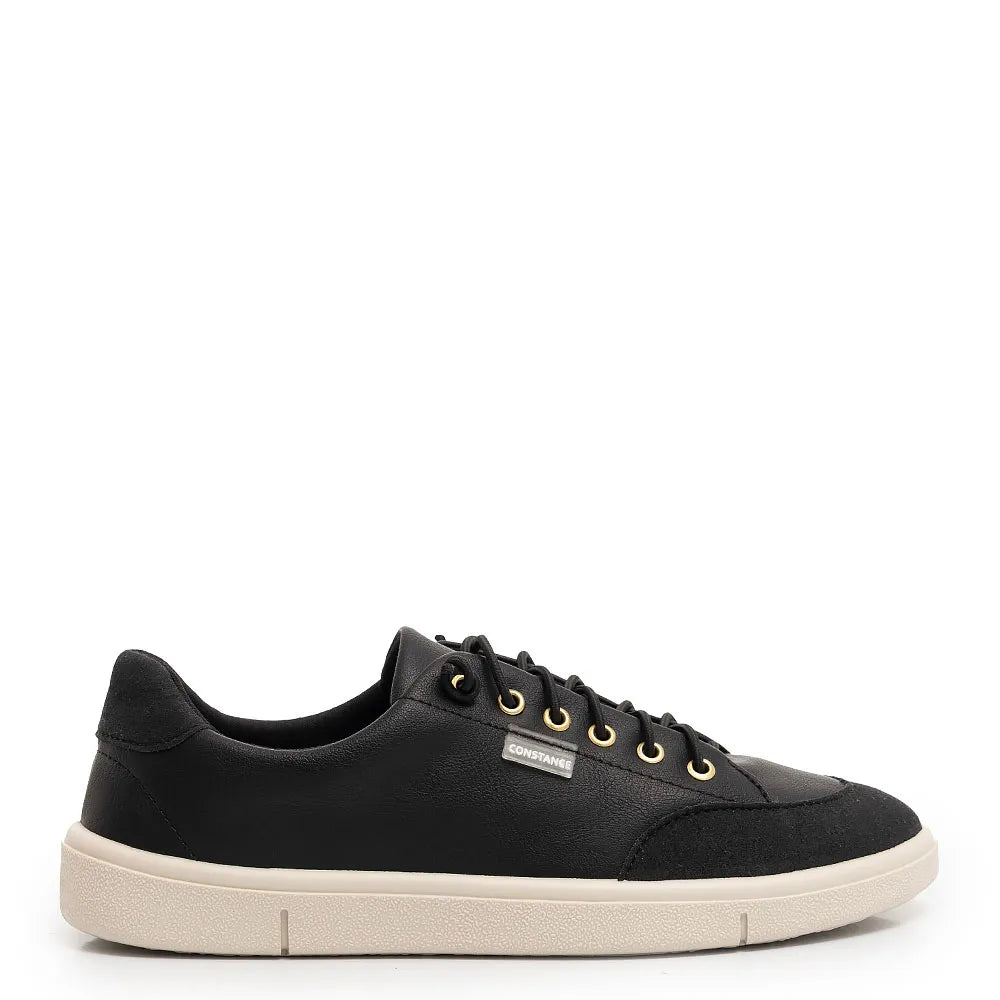 Comfortable black sneakers with eyelets