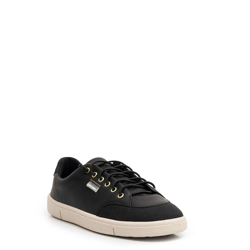 Comfortable black sneakers with eyelets