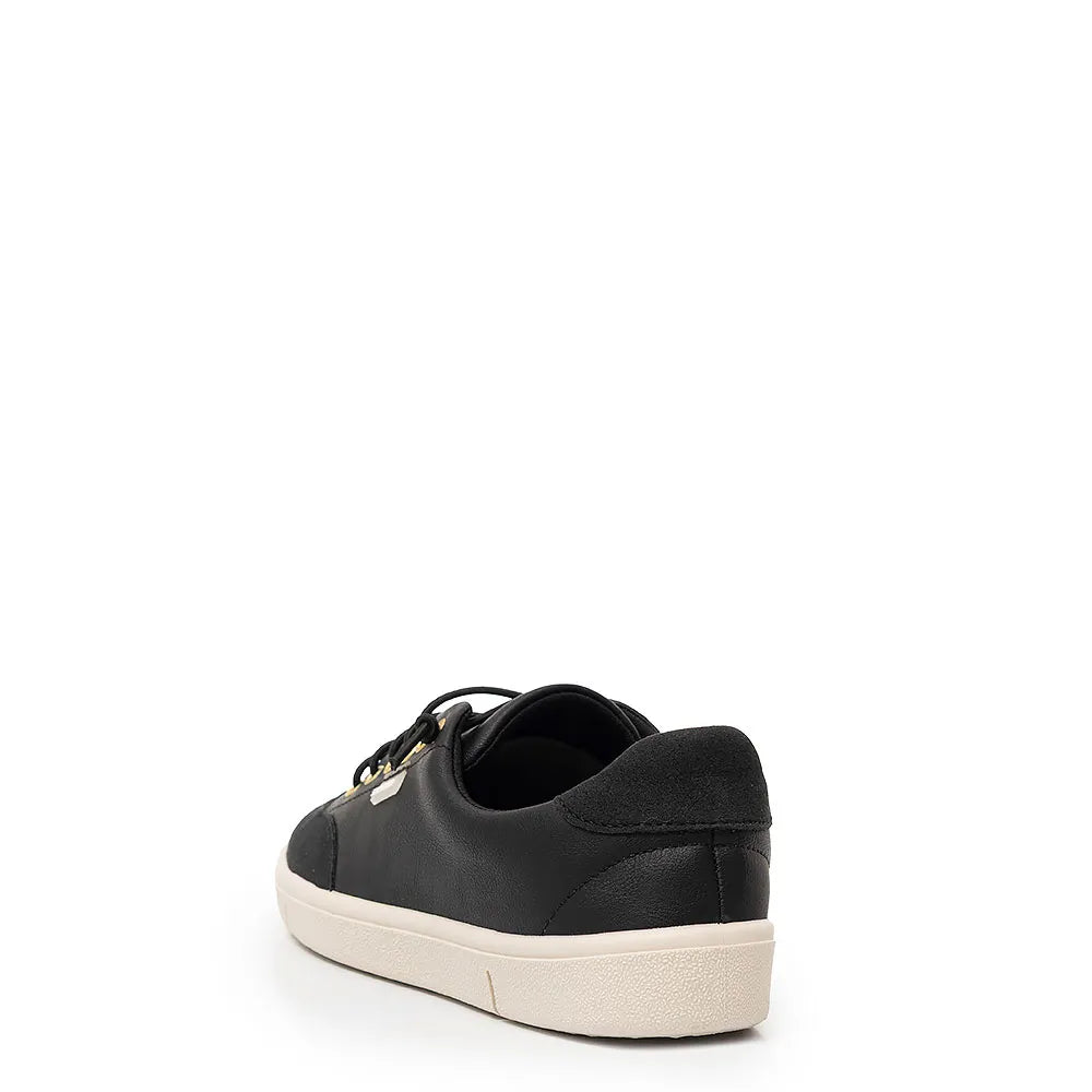Comfortable black sneakers with eyelets