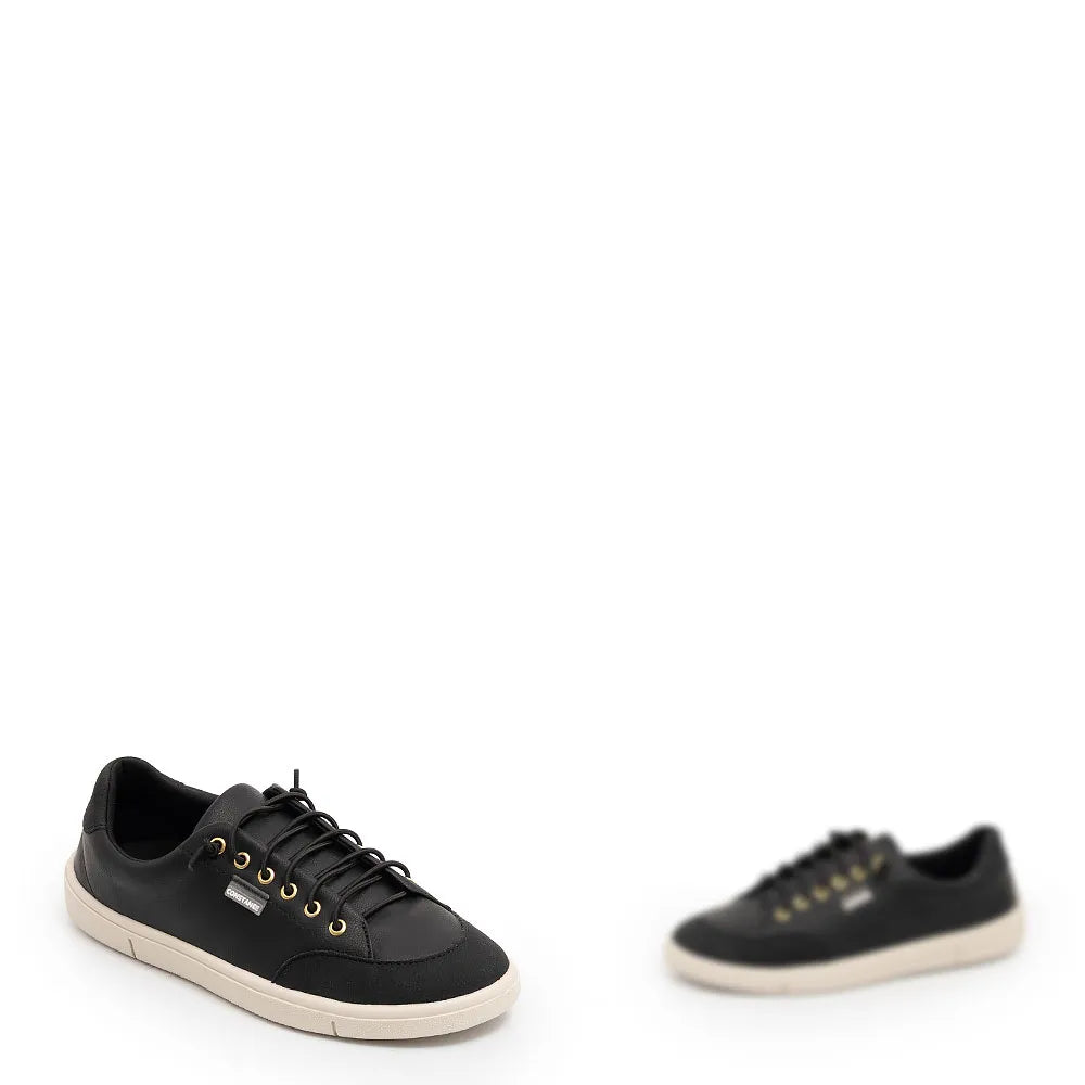 Comfortable black sneakers with eyelets