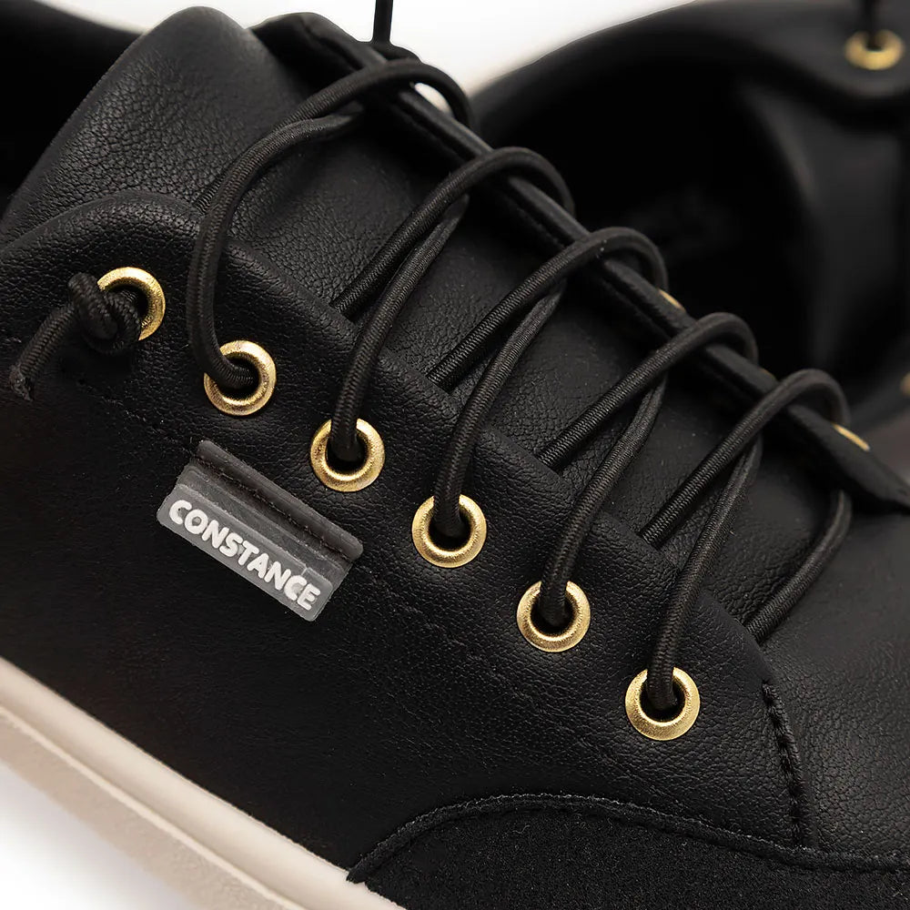 Comfortable black sneakers with eyelets
