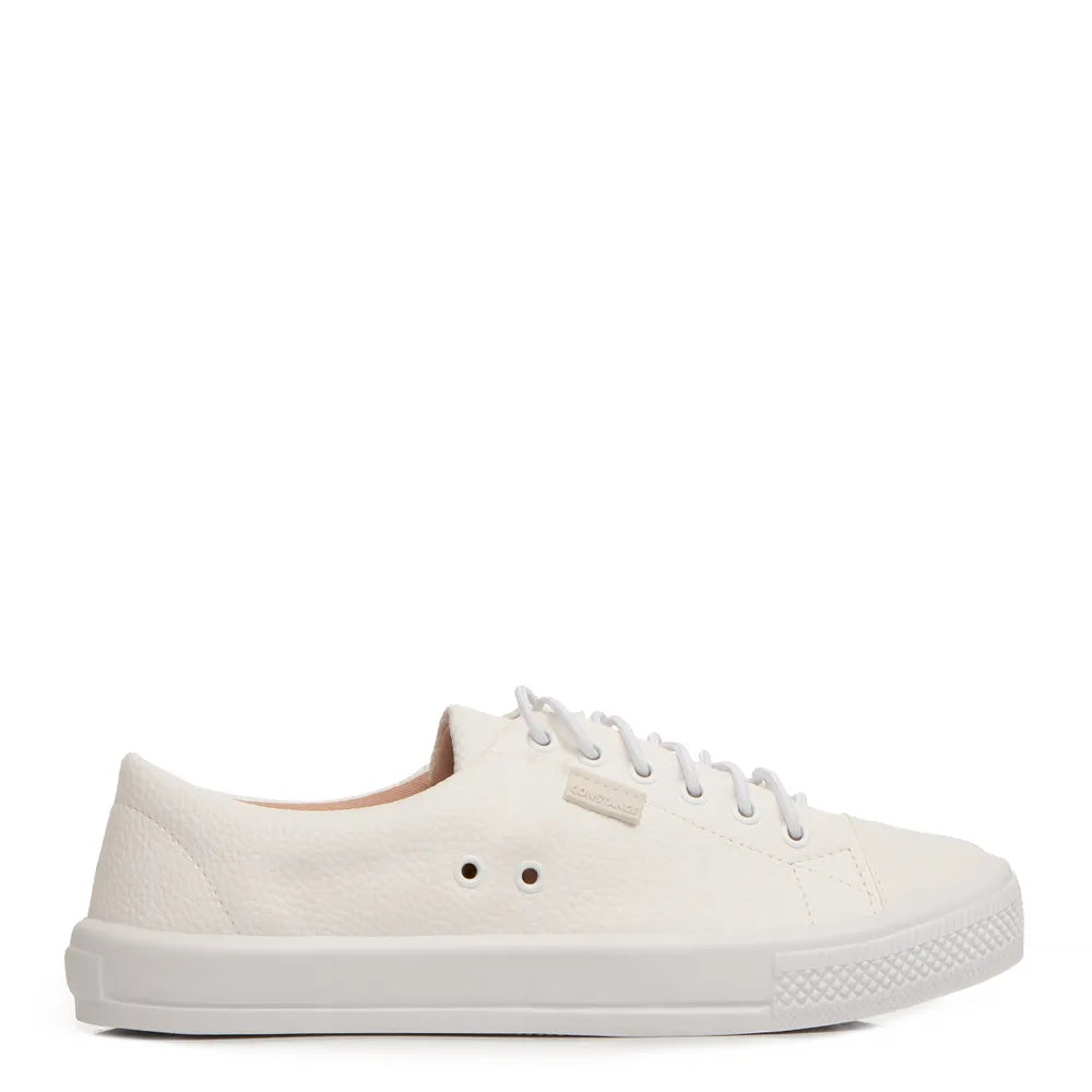 White Comfort Sneakers with Elastic Laces
