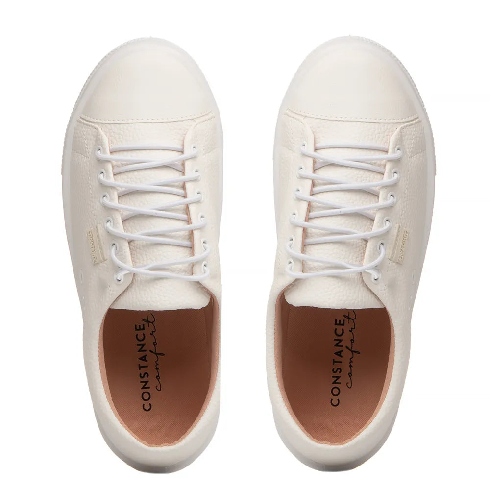 White Comfort Sneakers with Elastic Laces