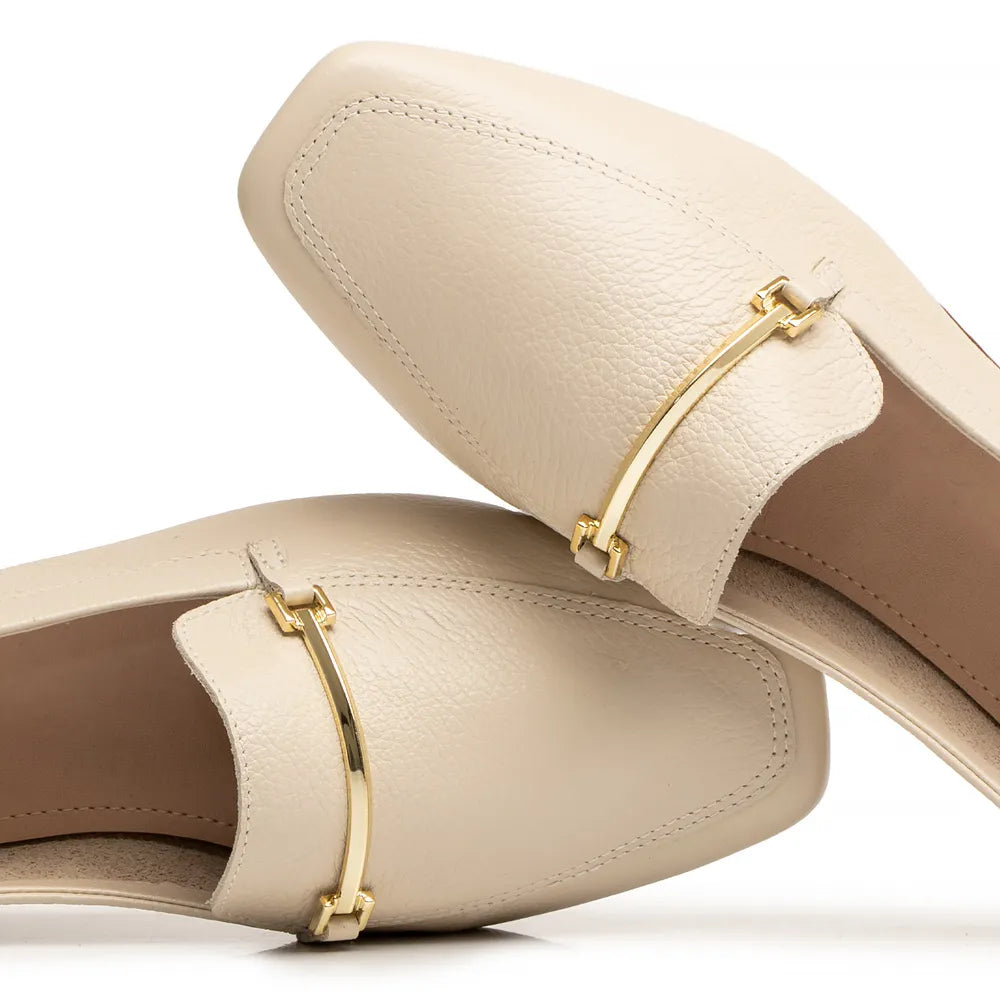 Off White Leather Bridão Loafer
