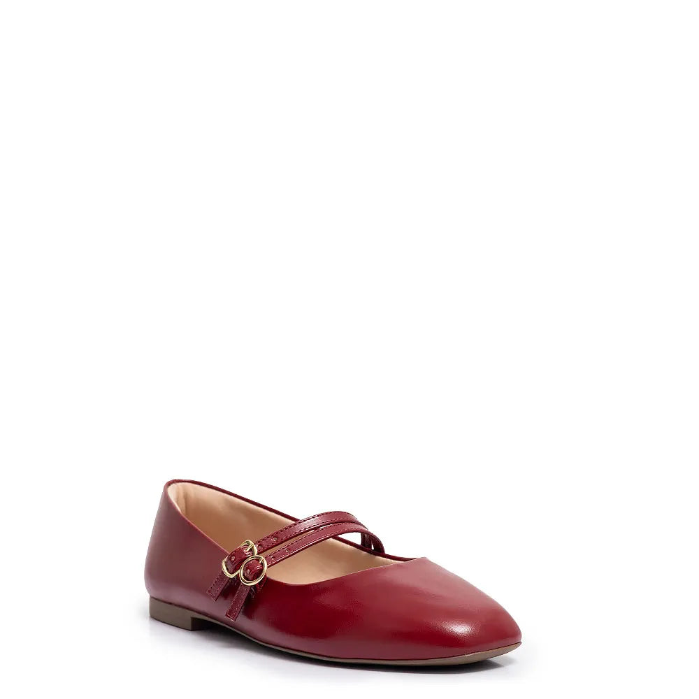 Red Mary Jane Buckle Flats