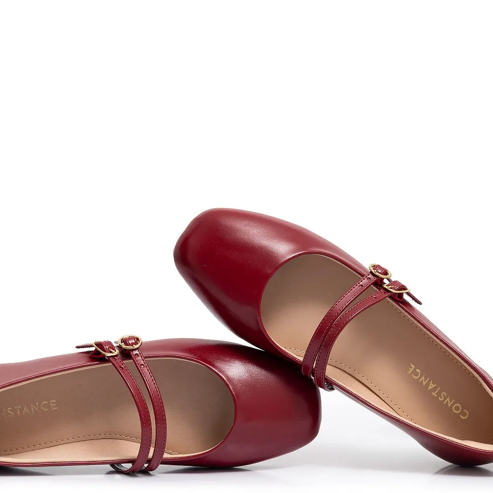 Red Mary Jane Buckle Flats