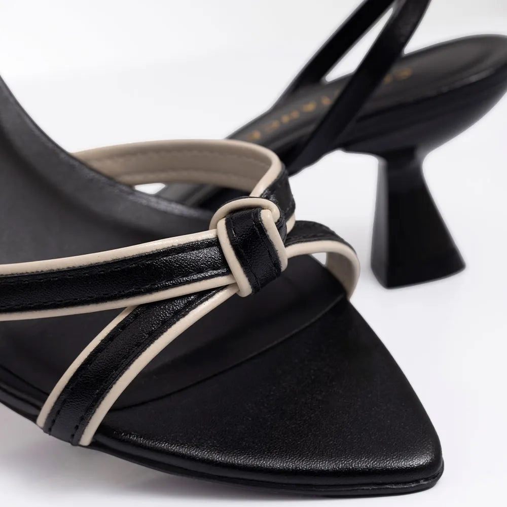 Black Bicolor Knot Sandal