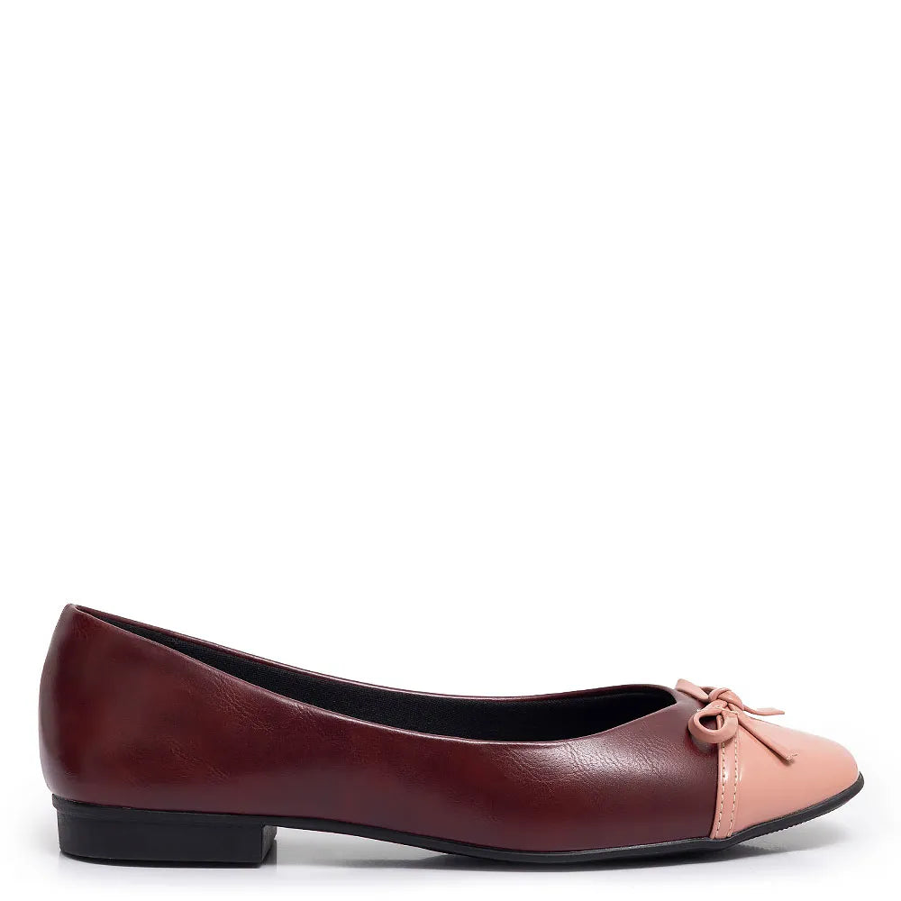 Burgundy Bicolor Bow Flat