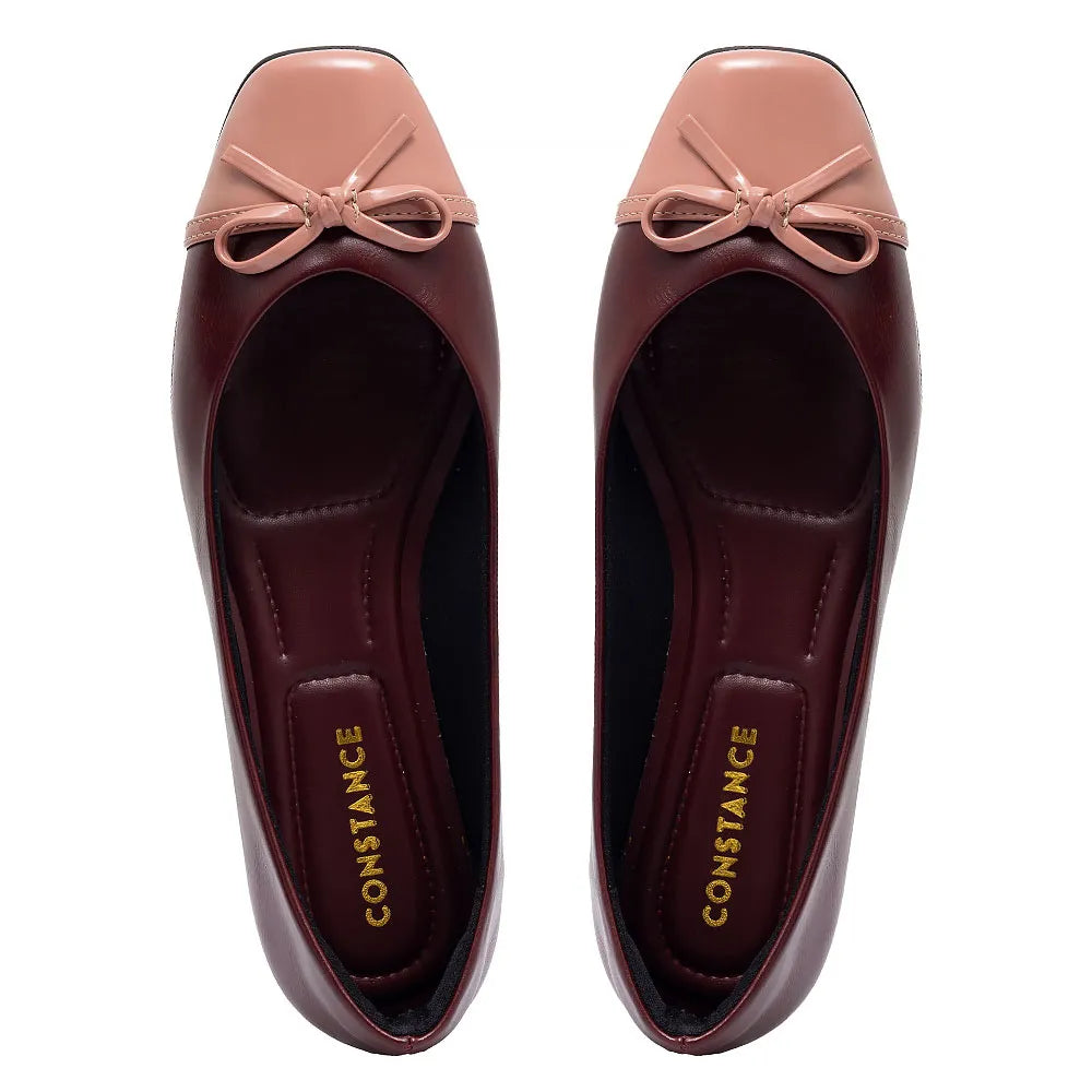 Burgundy Bicolor Bow Flat