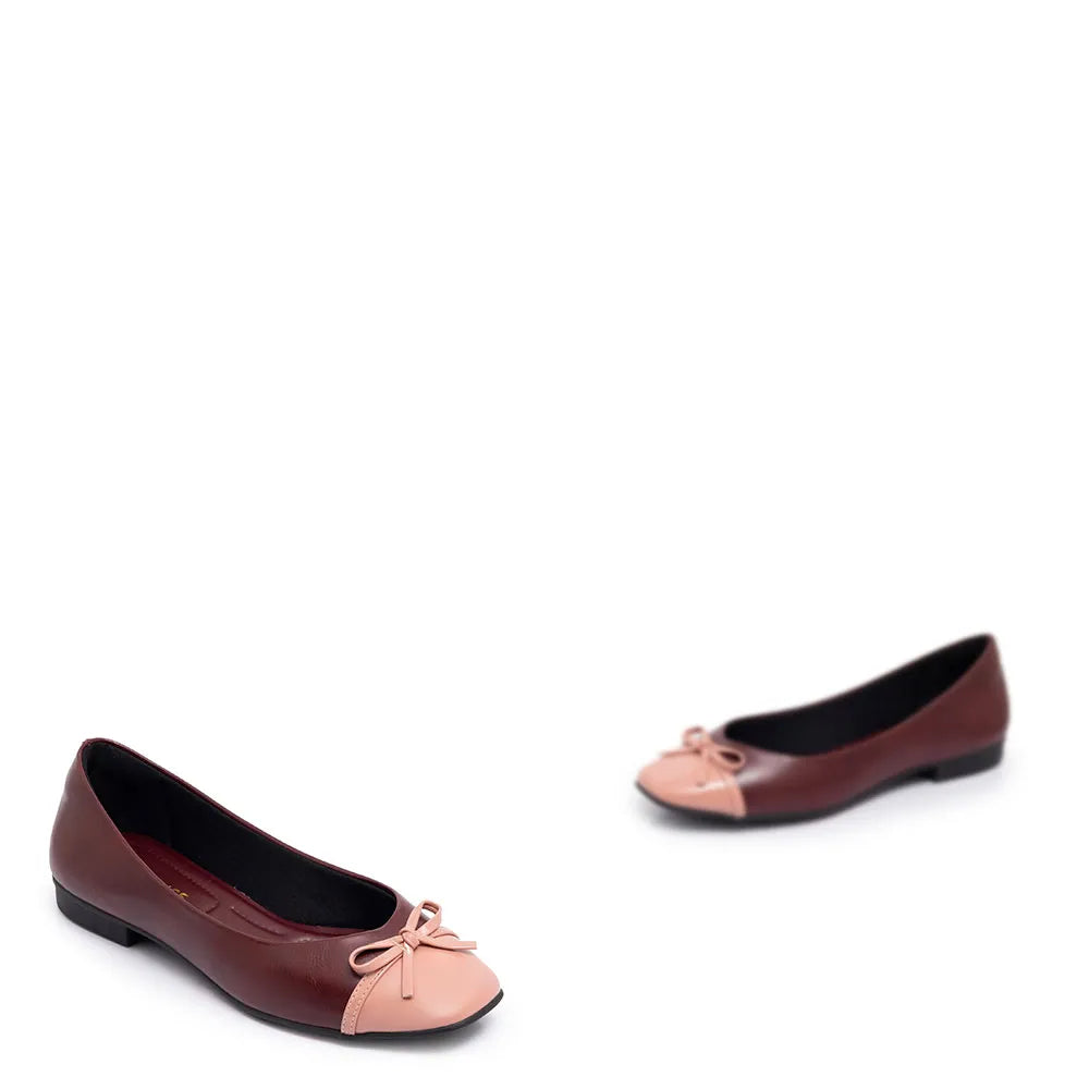 Burgundy Bicolor Bow Flat