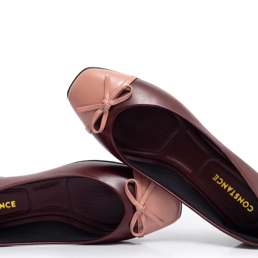 Burgundy Bicolor Bow Flat