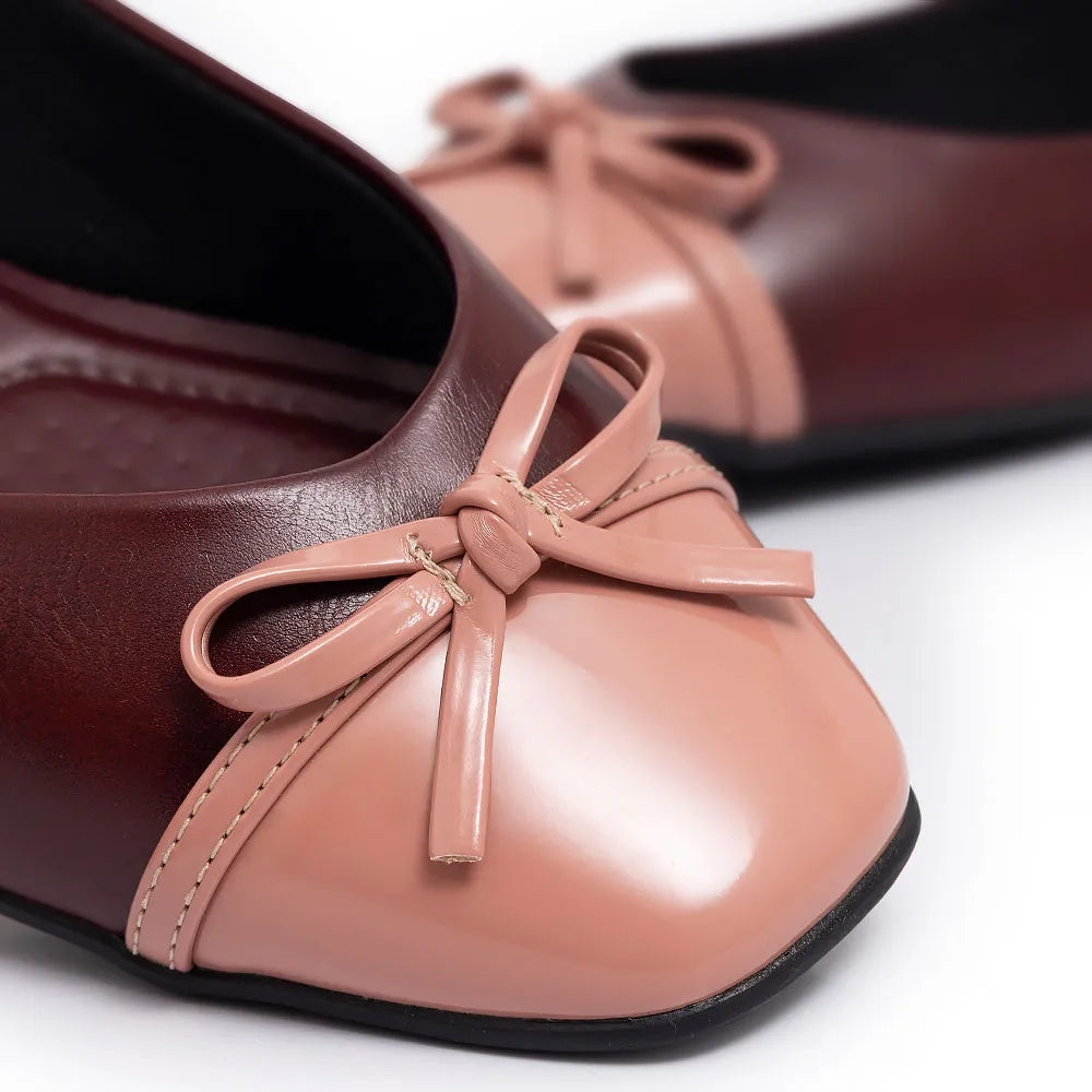 Burgundy Bicolor Bow Flat