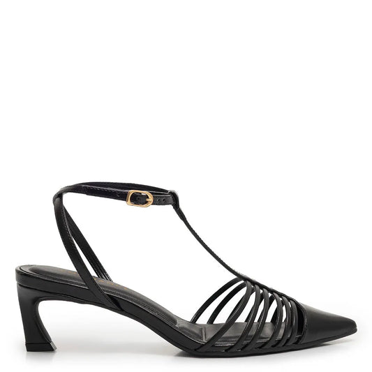 Black Slingback Strap Pump