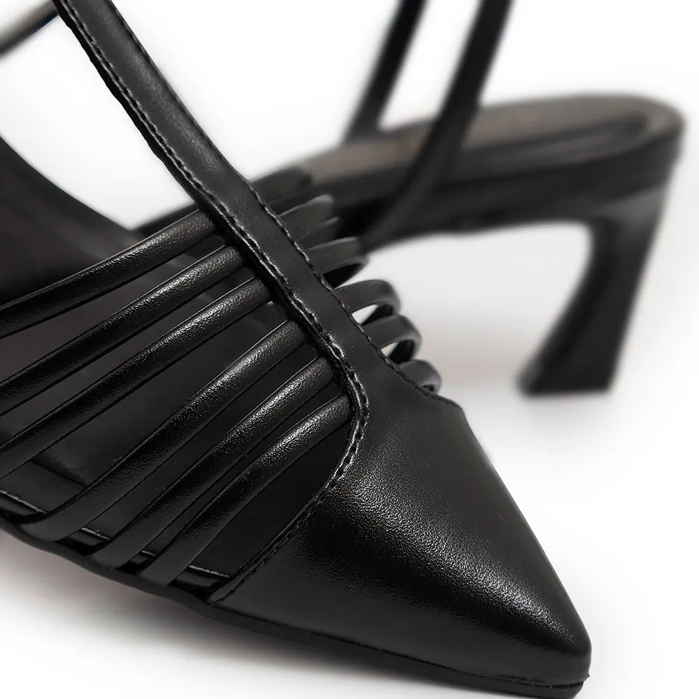Black Slingback Strap Pump